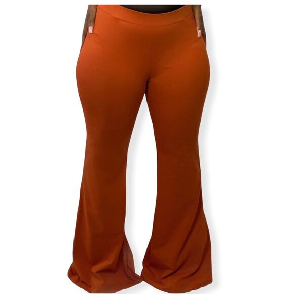 Hem & Thread Wide Leg Pull On Pants Women's Small Orange Boho Casual Stretch NEW - Picture 3 of 7